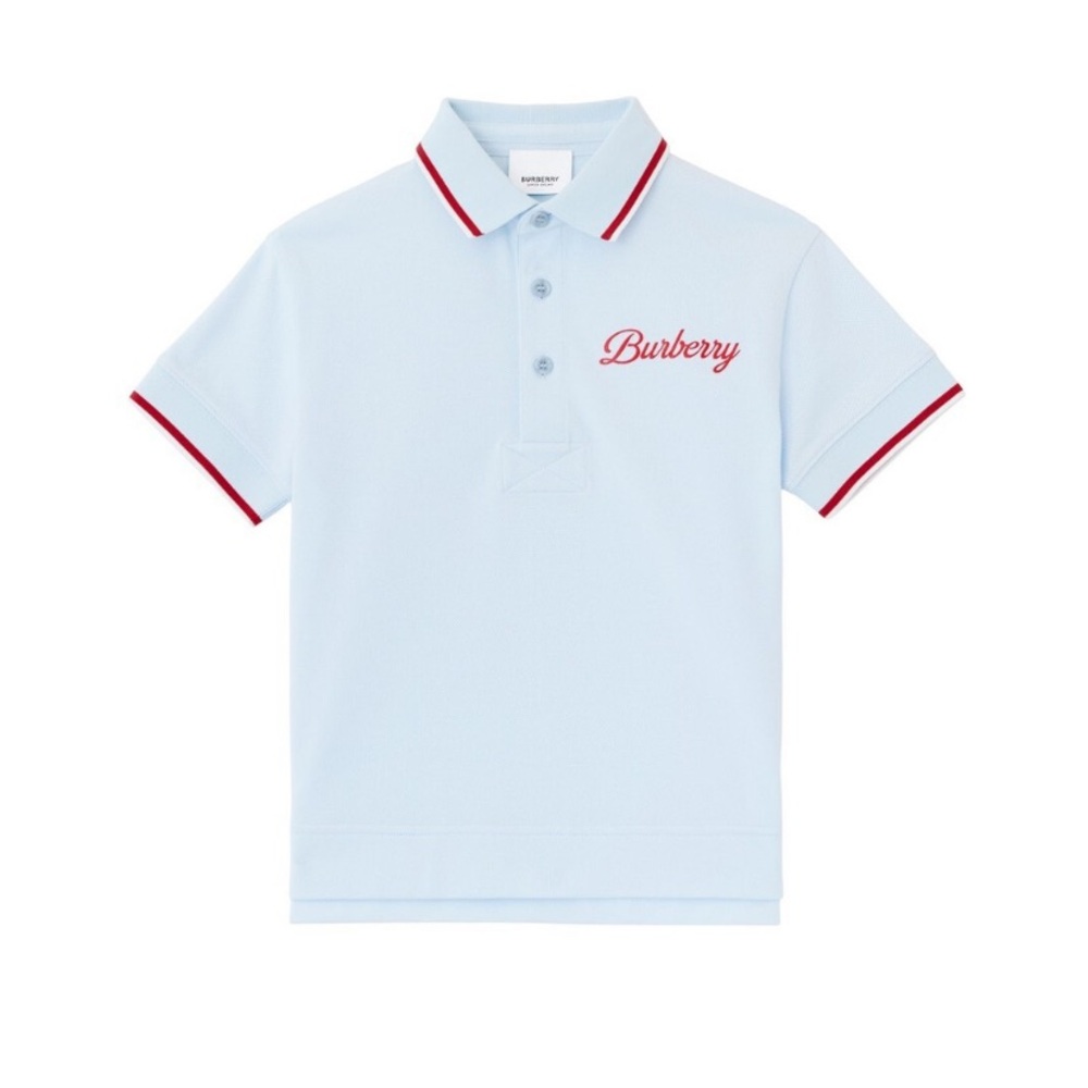 BRAND NEW BURBERRY Logo script print cotton pique polo shirt